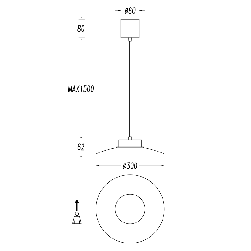 3KS-Pld300-led-pendant-light-dimensions